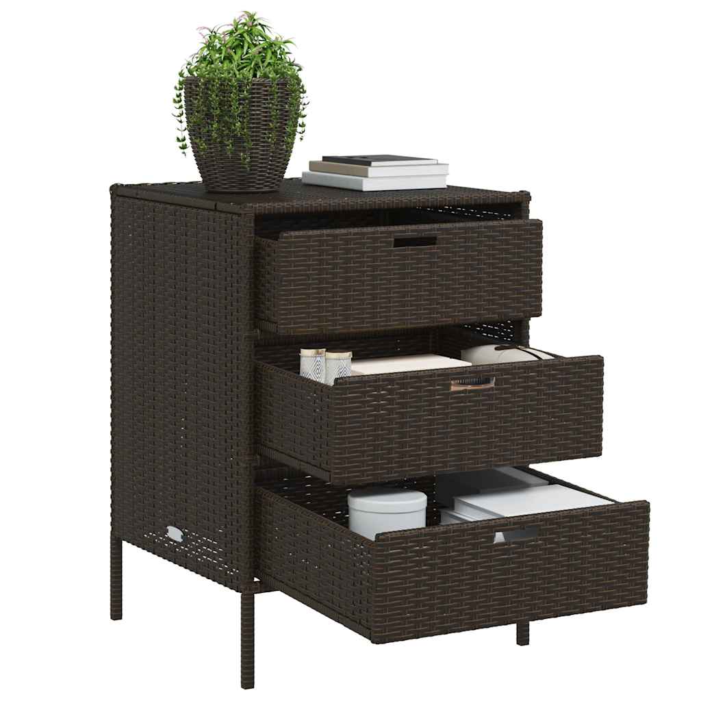 Gartenschrank Braun 55x59x80 cm Poly Rattan