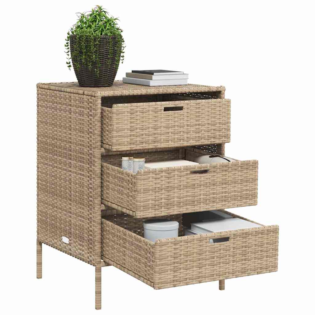 Gartenschrank Beige 55x59x80 cm Poly Rattan