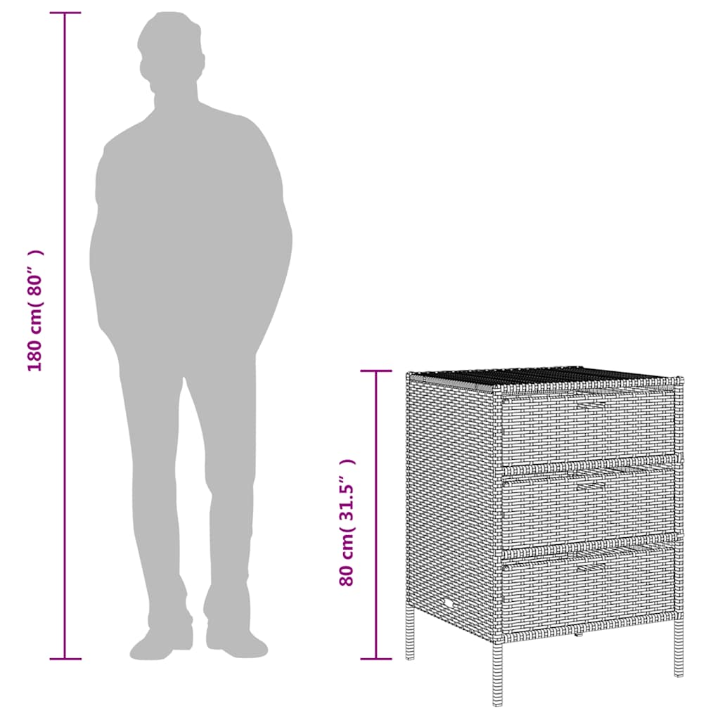 Gartenschrank Beige 55x59x80 cm Poly Rattan