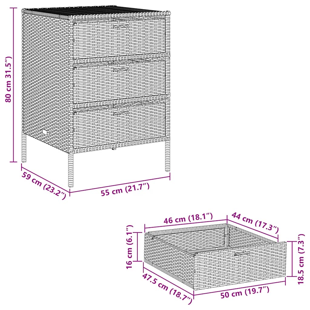 Gartenschrank Beige 55x59x80 cm Poly Rattan