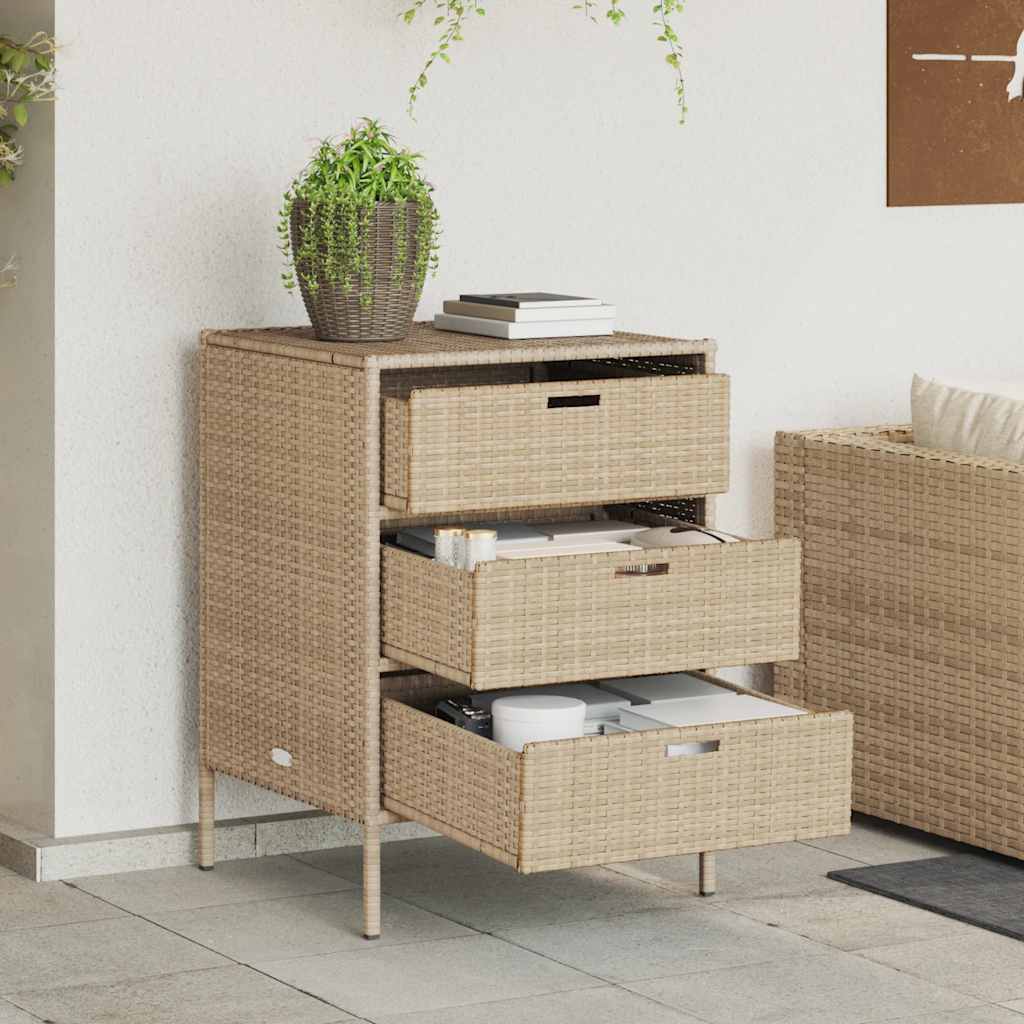 Gartenschrank Beige 55x59x80 cm Poly Rattan