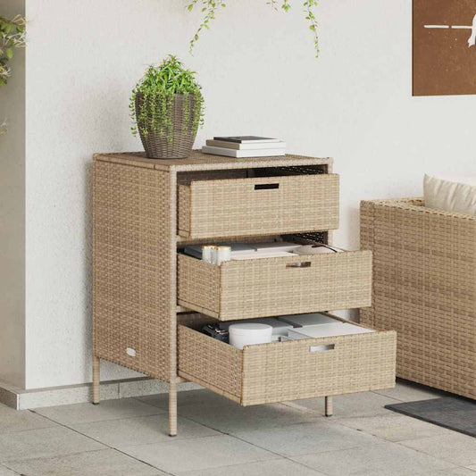 Gartenschrank Beige 55x59x80 cm Poly Rattan