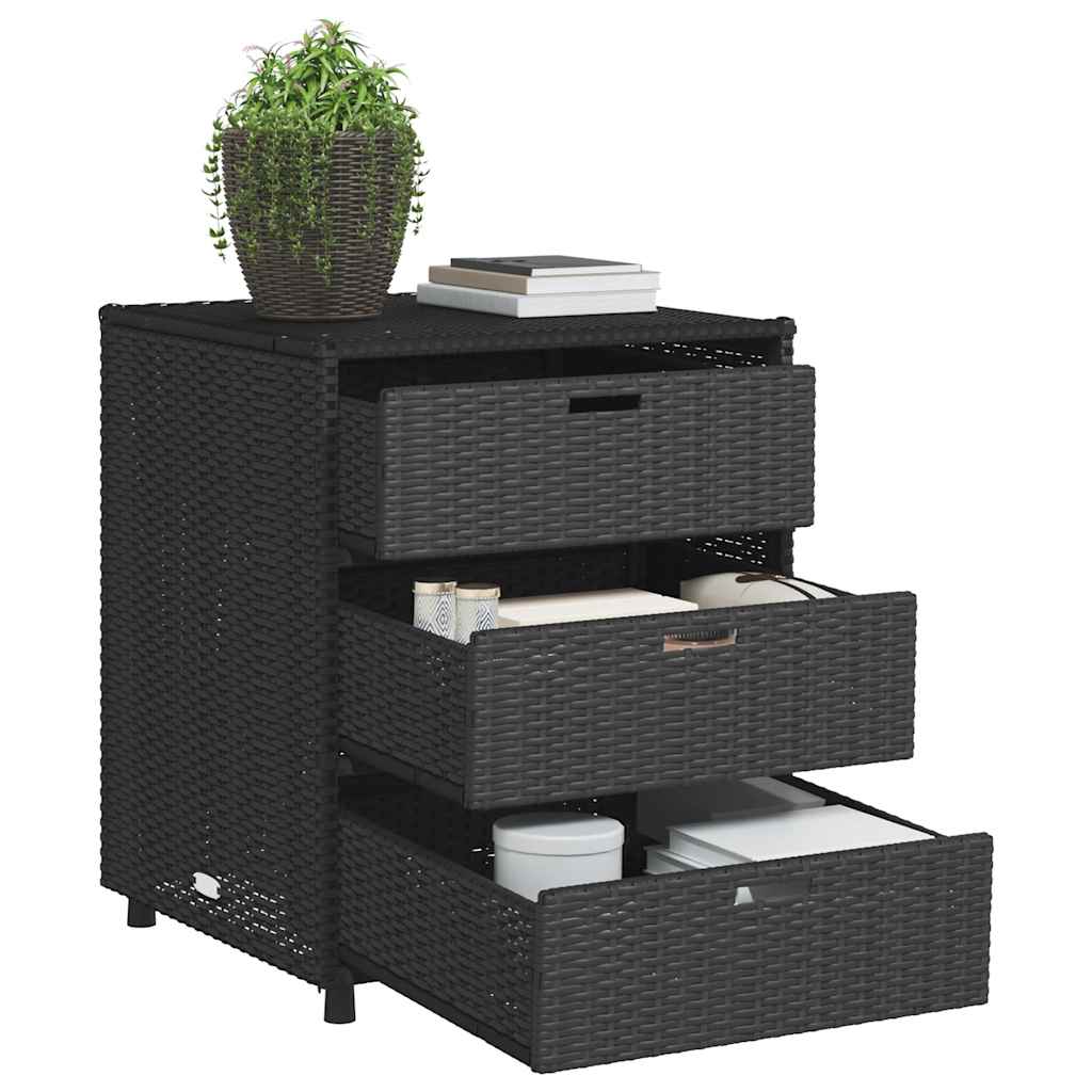 Gartenschrank Schwarz 55x59x69 cm Poly Rattan