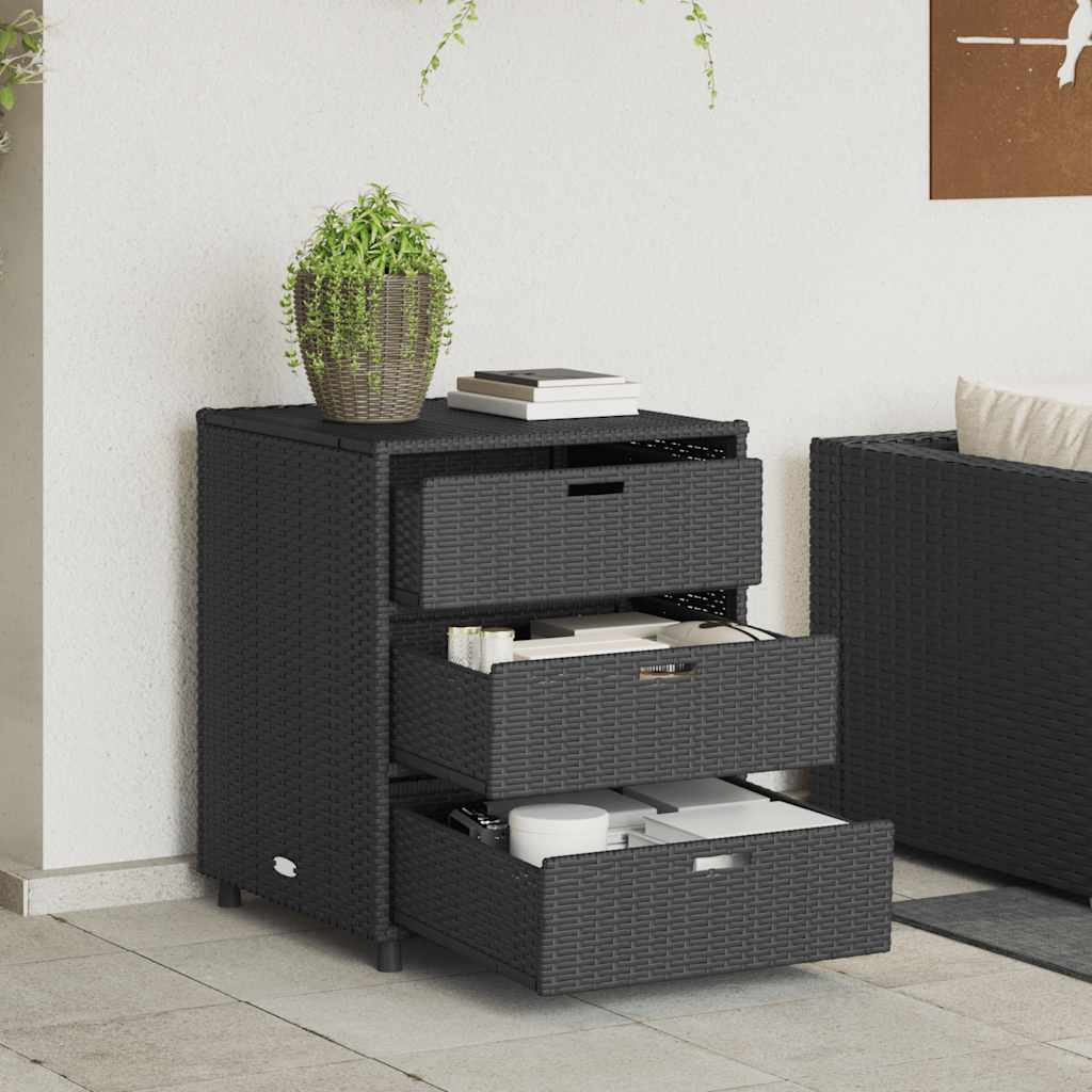 Gartenschrank Schwarz 55x59x69 cm Poly Rattan