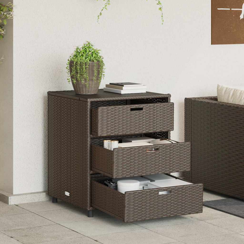 Gartenschrank Braun 55x59x69 cm Poly Rattan