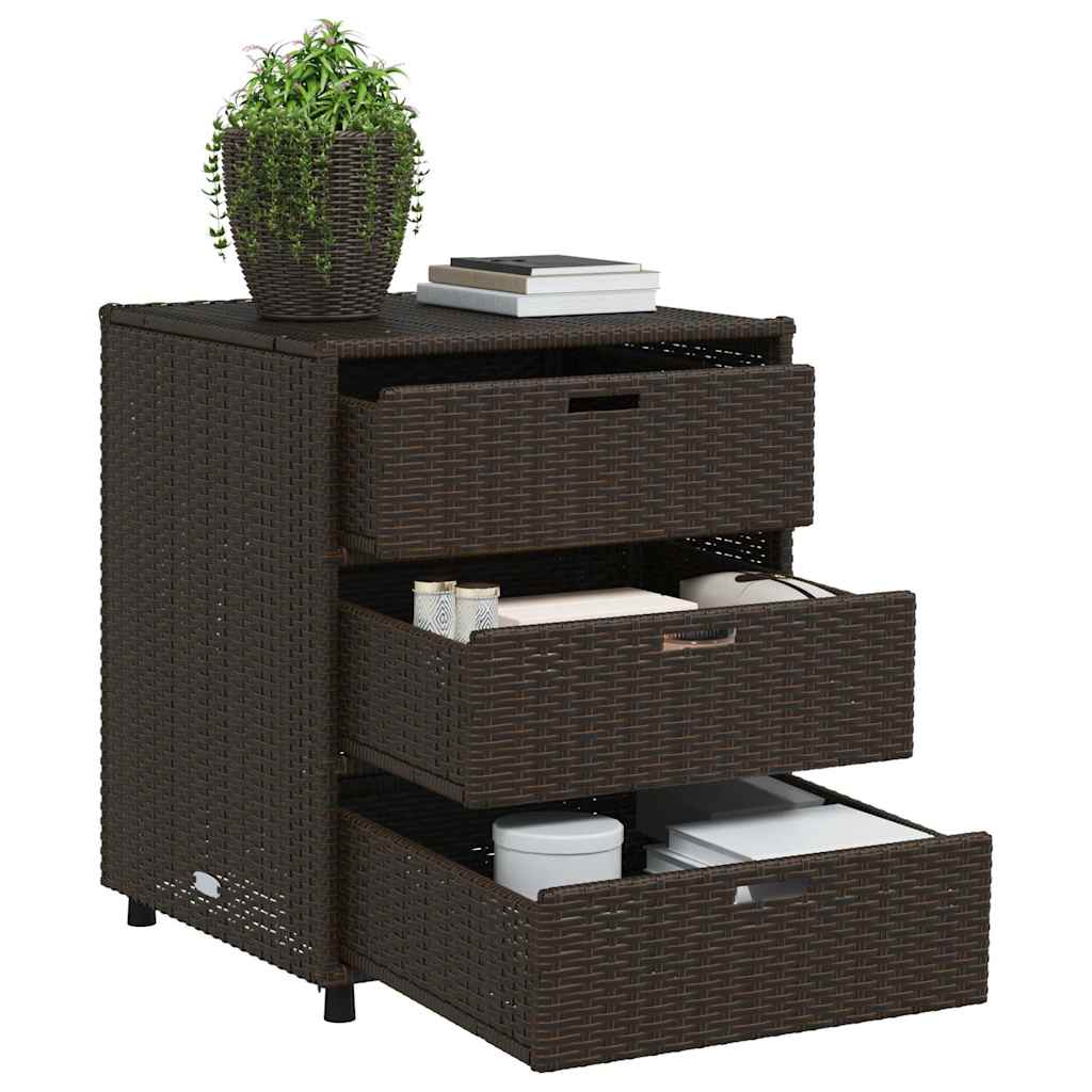 Gartenschrank Braun 55x59x69 cm Poly Rattan