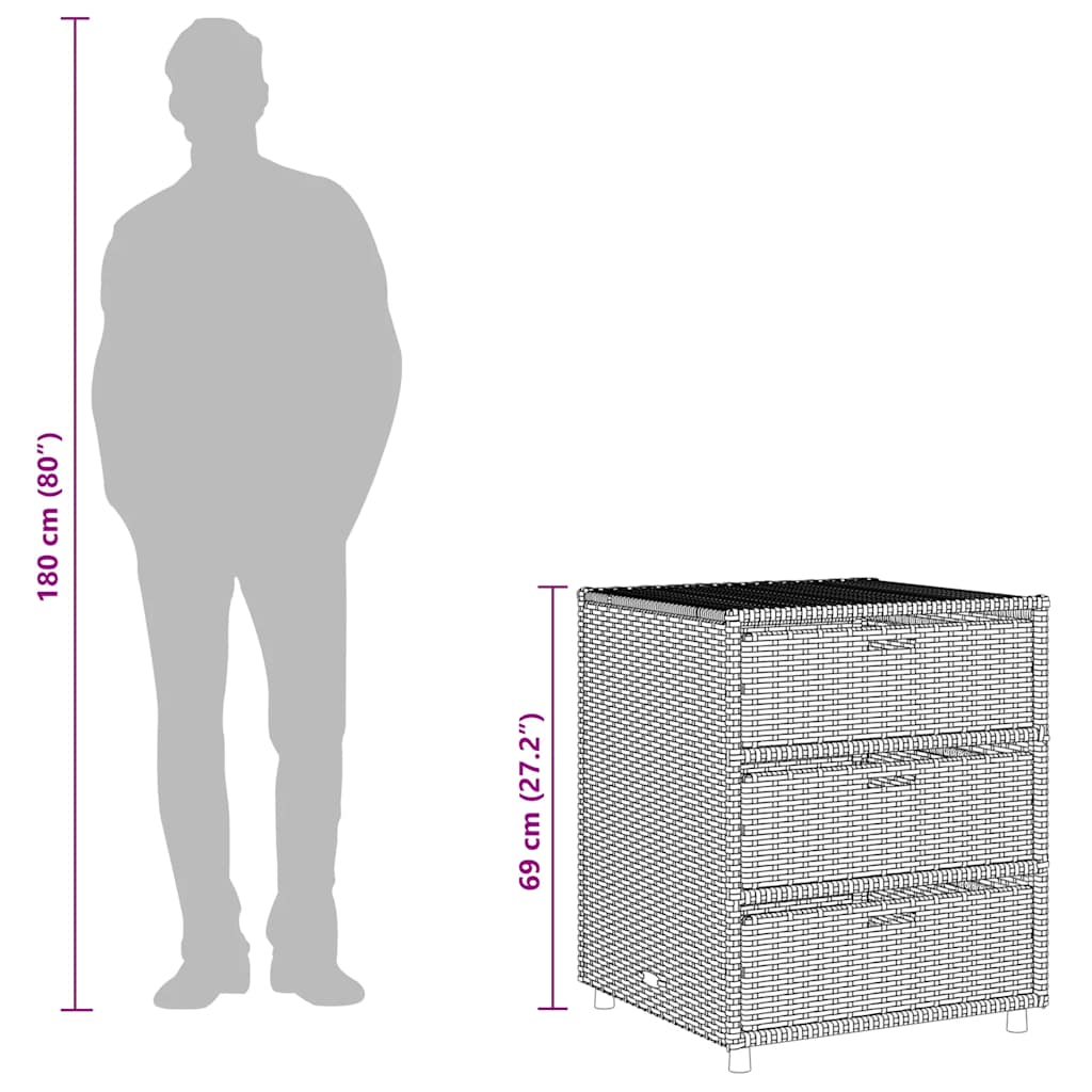 Gartenschrank Braun 55x59x69 cm Poly Rattan