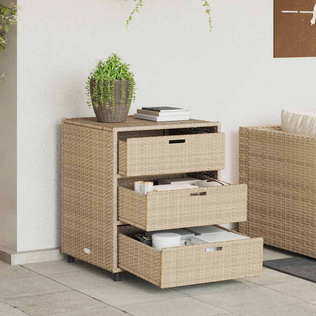 Gartenschrank Beige 55x59x69 cm Poly Rattan