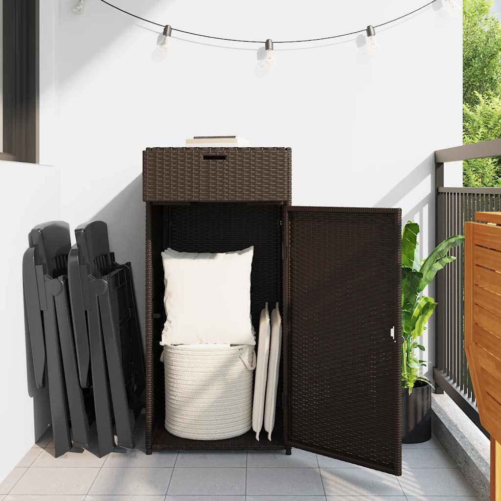 Gartenschrank Braun 55x55x111 cm Poly Rattan