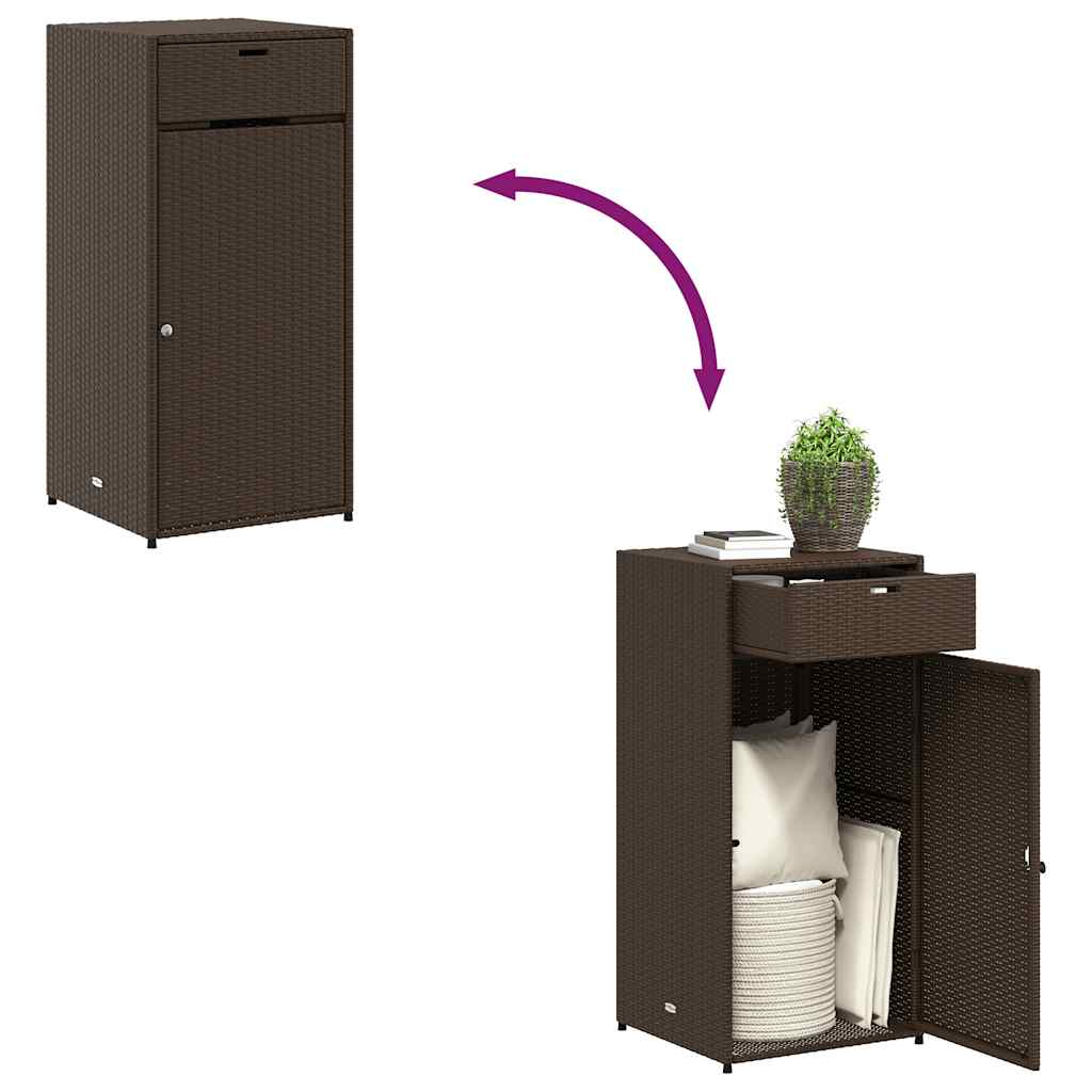 Gartenschrank Braun 55x55x111 cm Poly Rattan