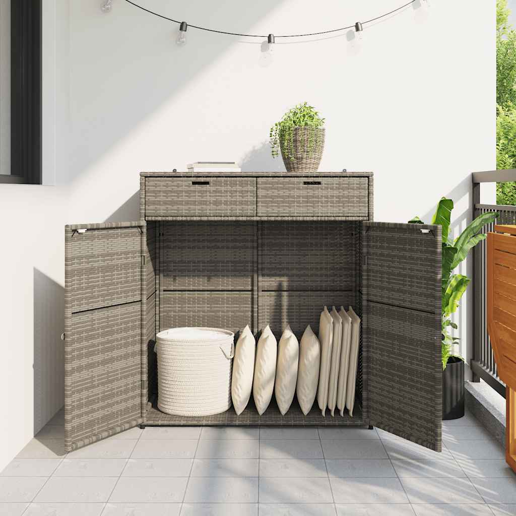 Gartenschrank Grau 105x55x113 cm Poly Rattan