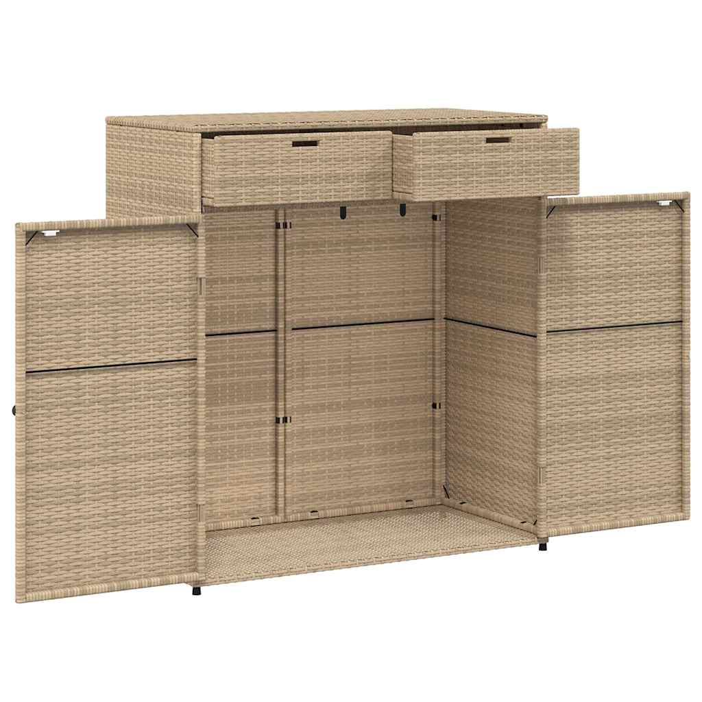Gartenschrank Grau 105x55x113 cm Poly Rattan