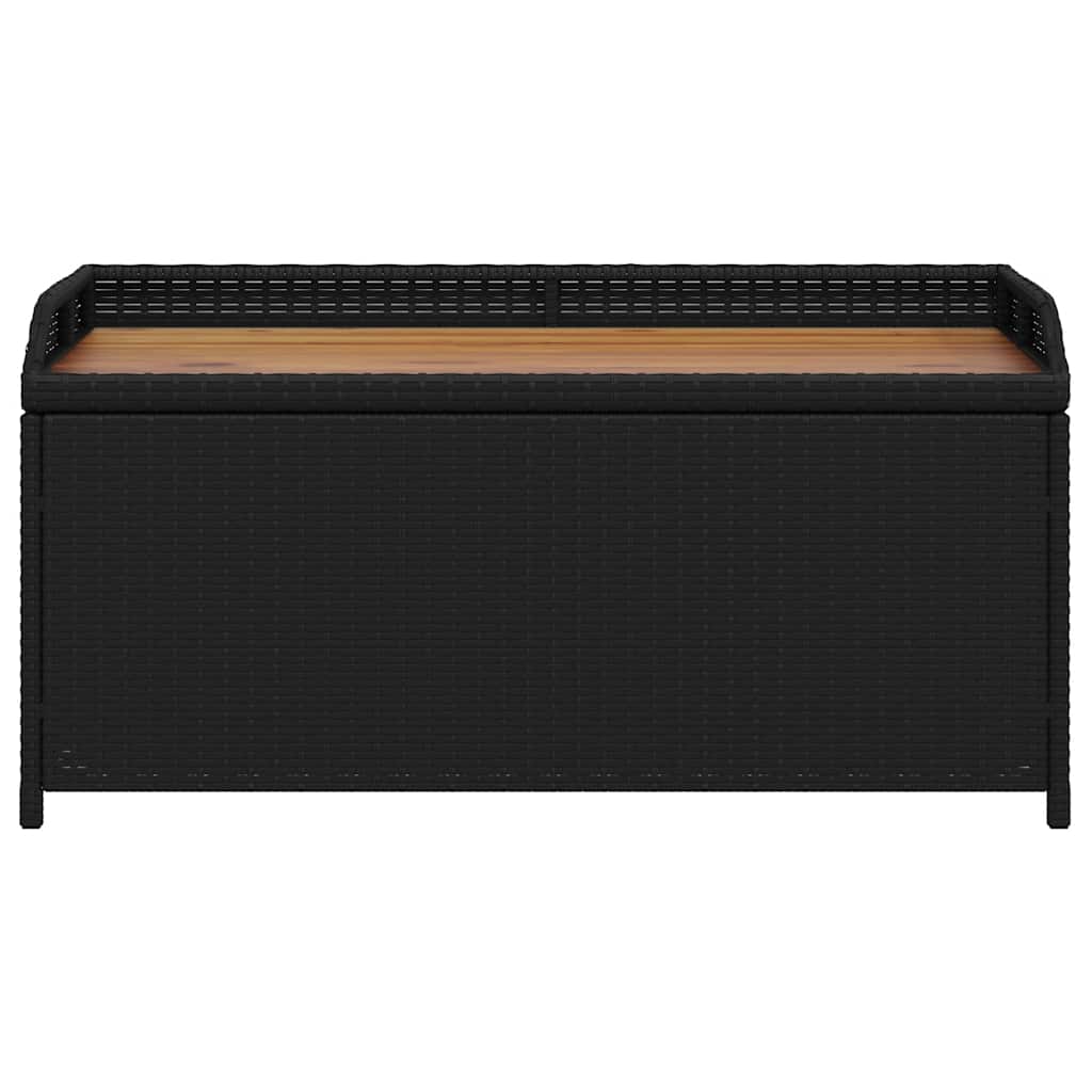 Bank mit Stauraum Schwarz 100x50x52 cm Poly Rattan Akazienholz