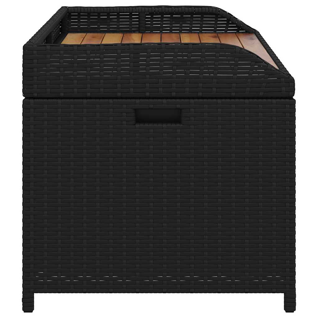 Bank mit Stauraum Schwarz 100x50x52 cm Poly Rattan Akazienholz