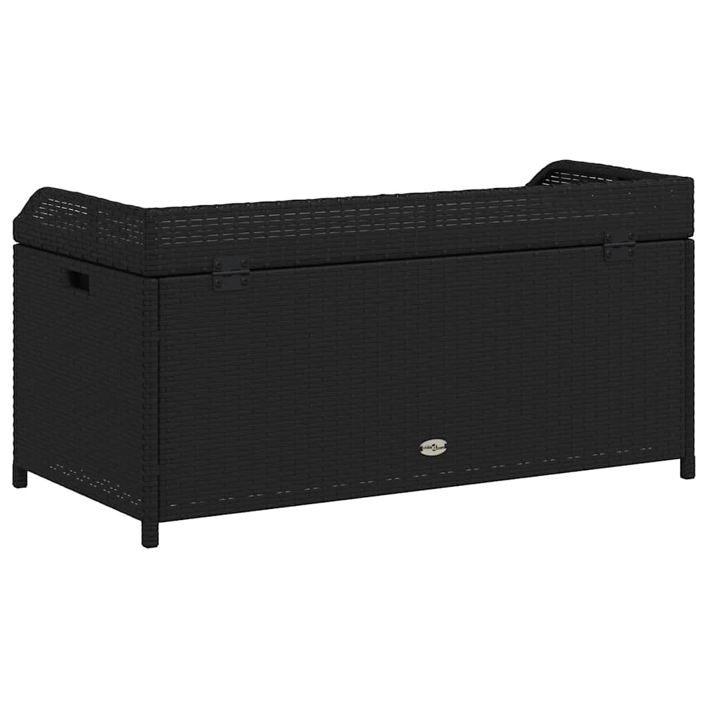 Bank mit Stauraum Schwarz 100x50x52 cm Poly Rattan Akazienholz