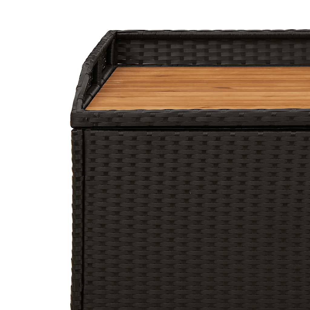 Bank mit Stauraum Schwarz 100x50x52 cm Poly Rattan Akazienholz