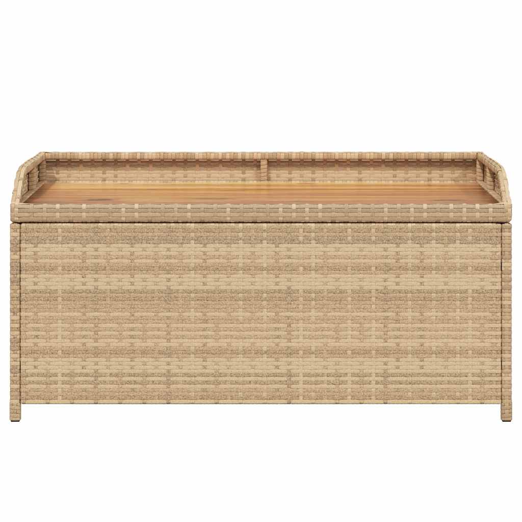 Bank mit Stauraum Beige 100x50x52 cm Poly Rattan Akazienholz
