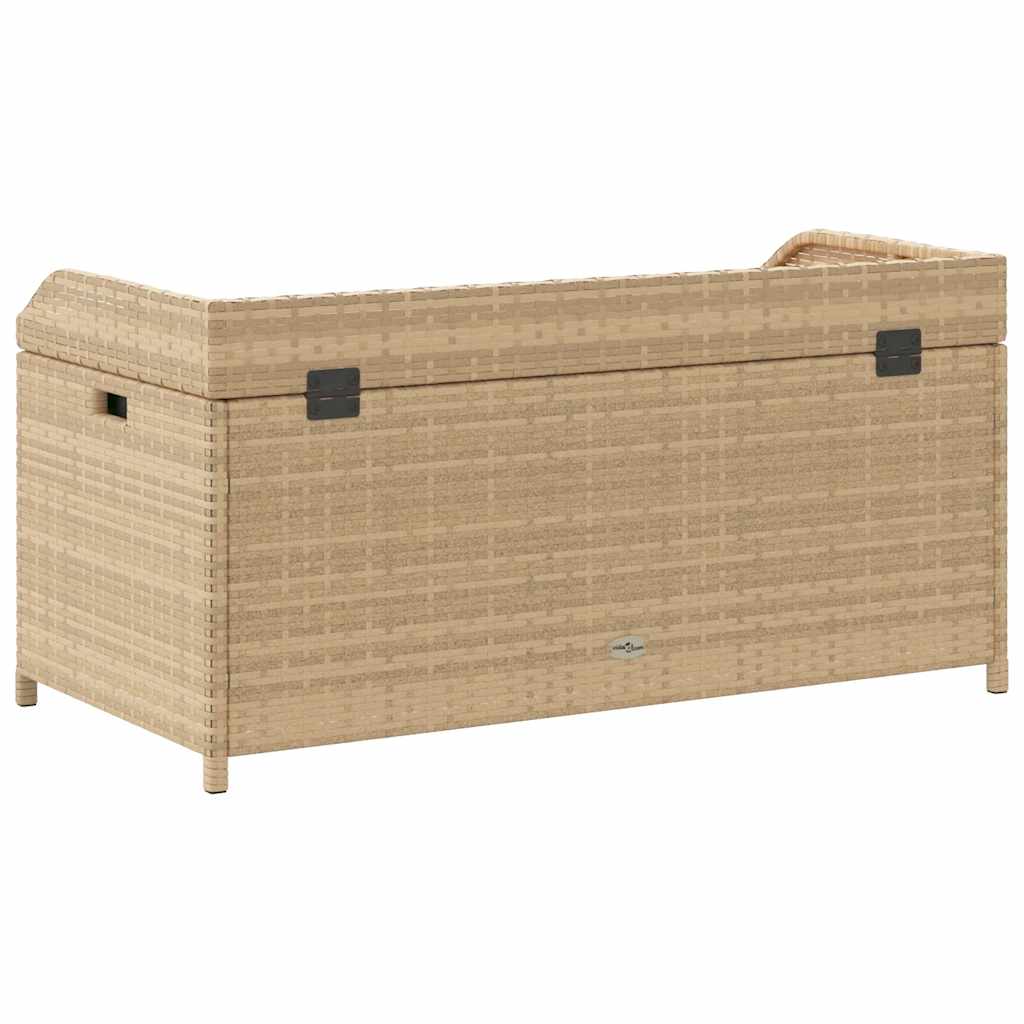 Bank mit Stauraum Beige 100x50x52 cm Poly Rattan Akazienholz