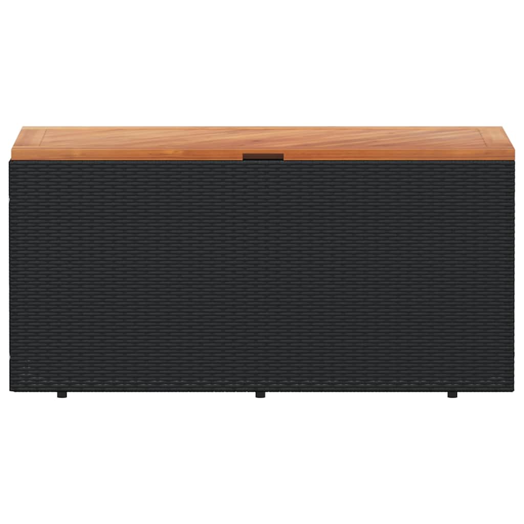 Gartentruhe Schwarz 110x50x54 cm Poly Rattan Akazienholz
