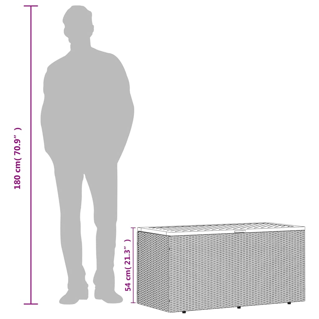 Gartentruhe Schwarz 110x50x54 cm Poly Rattan Akazienholz