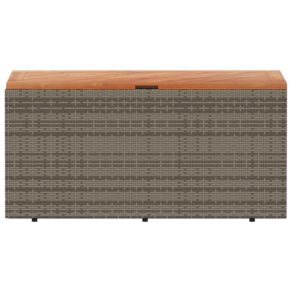 Gartentruhe Grau 110x50x54 cm Poly Rattan Akazienholz