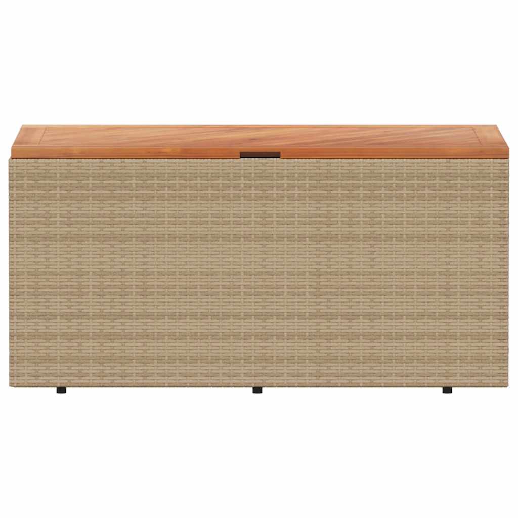 Gartentruhe Beige 110x50x54 cm Poly Rattan Akazienholz