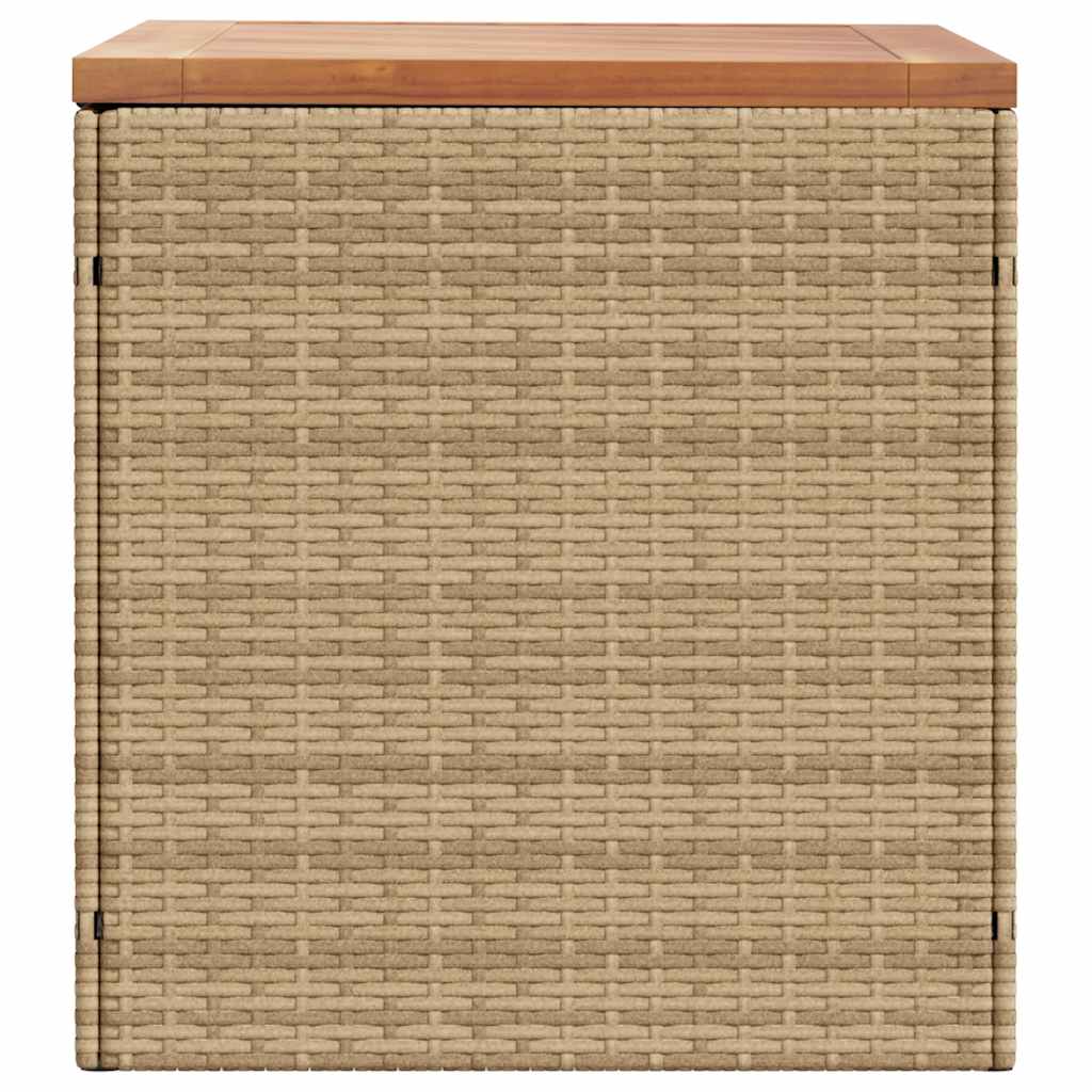 Gartentruhe Beige 110x50x54 cm Poly Rattan Akazienholz