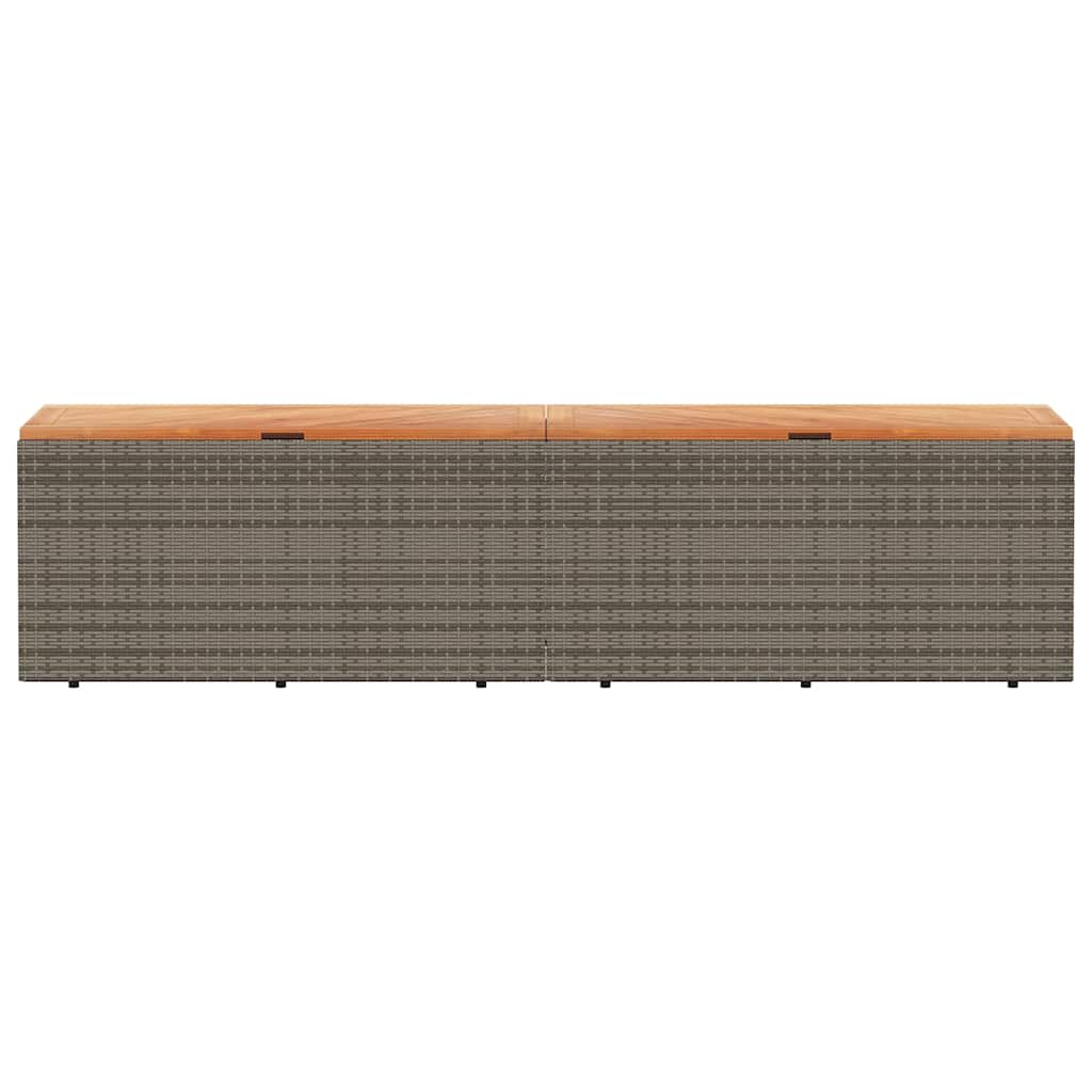Gartentruhe Grau 220x50x54 cm Poly Rattan Akazienholz