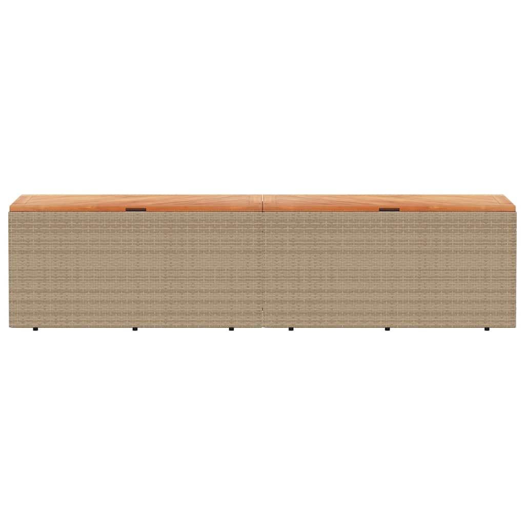 Gartentruhe Beige 220x50x54 cm Poly Rattan Akazienholz