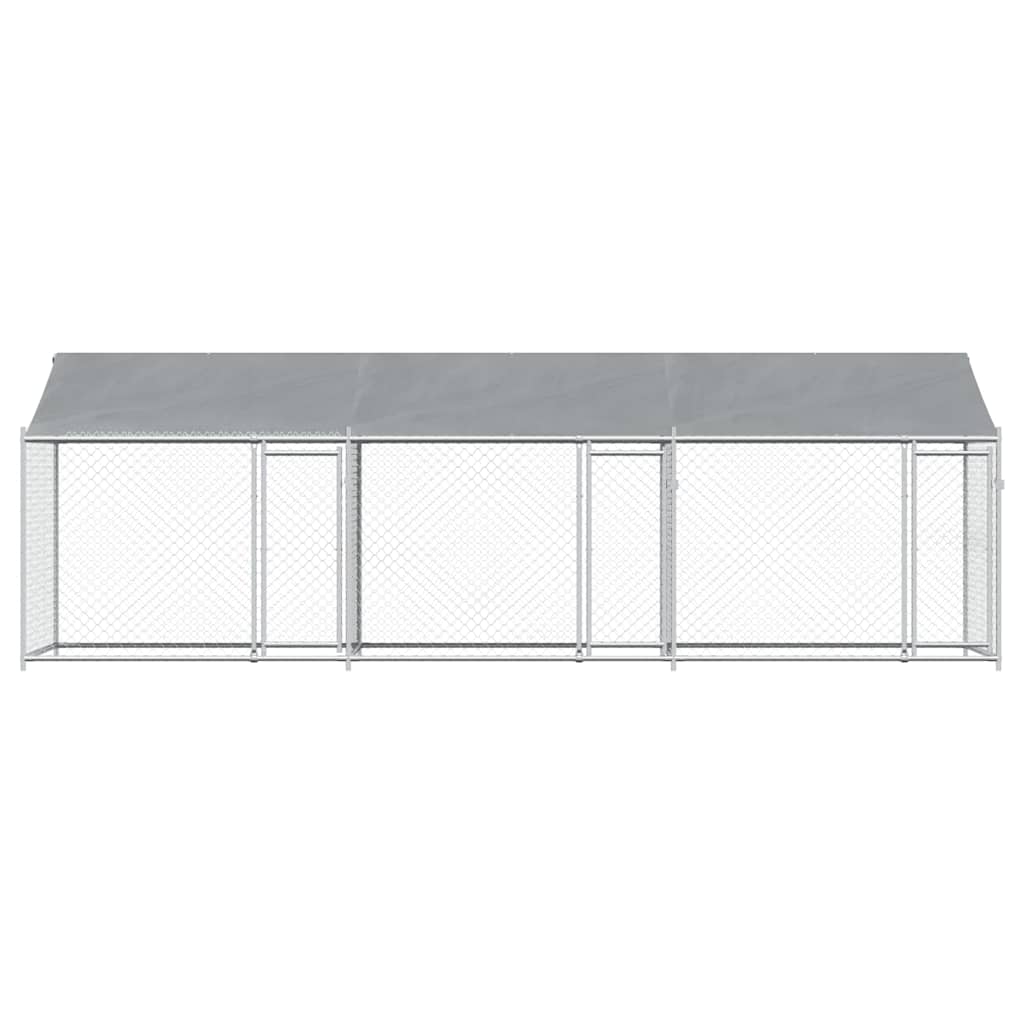 Hundezwinger mit Dach und Türen Grau 6x2x2 m Verzinkter Stahl