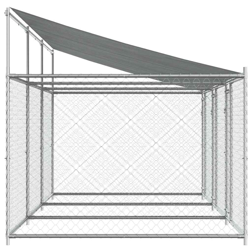 Hundezwinger mit Dach und Türen Grau 6x2x2 m Verzinkter Stahl