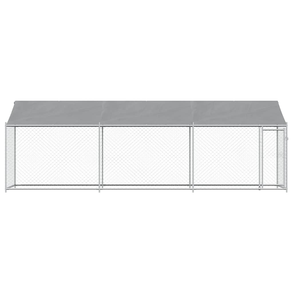 Hundezwinger mit Dach und Tür Grau 6x2x2 m Verzinkter Stahl