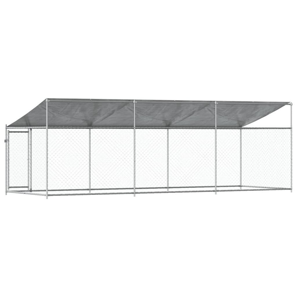 Hundezwinger mit Dach und Tür Grau 6x2x2 m Verzinkter Stahl