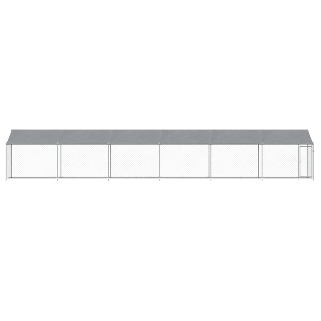 Hundezwinger mit Dach und Tür Grau 12x2x2 m Verzinkter Stahl