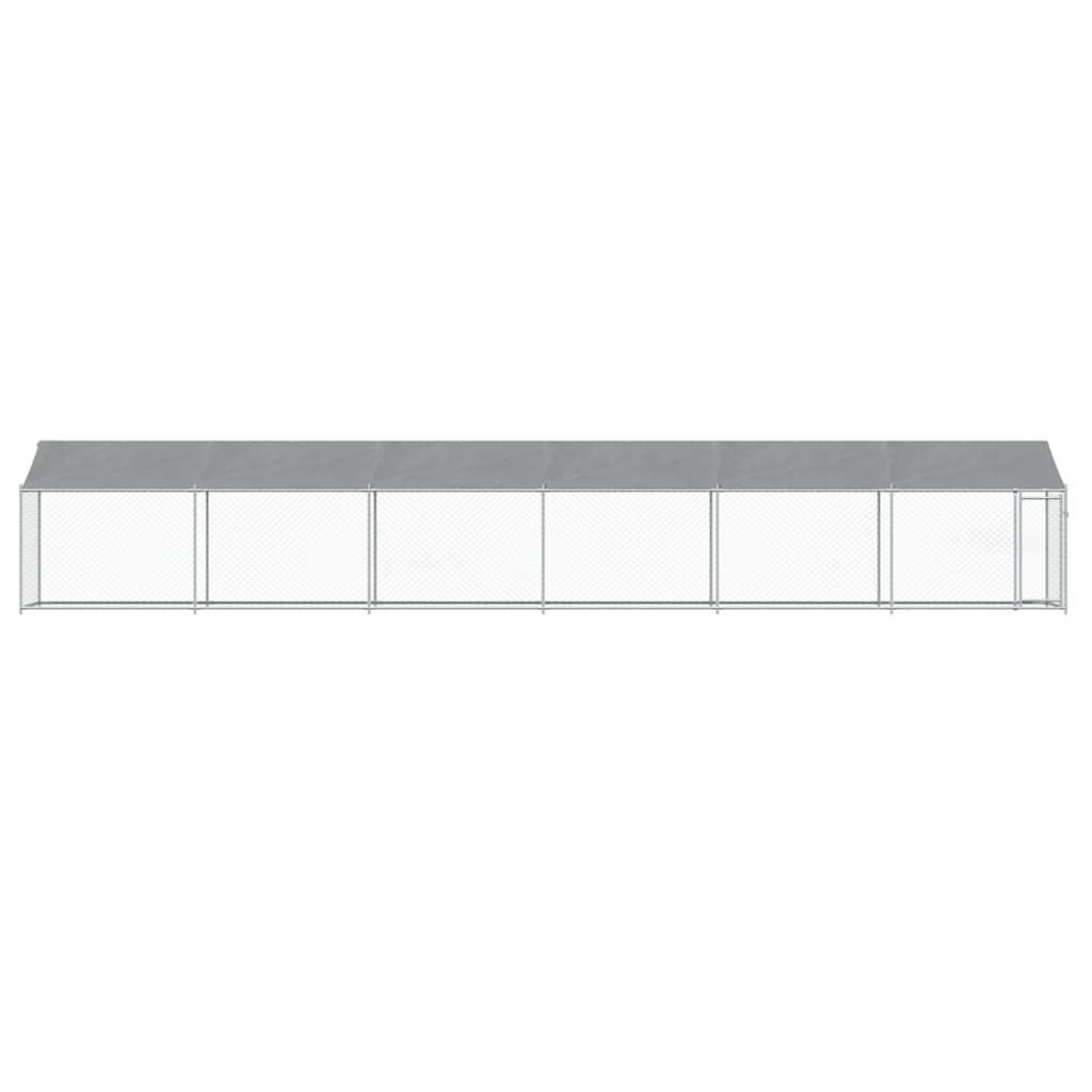 Hundezwinger mit Dach und Tür Grau 12x2x2 m Verzinkter Stahl