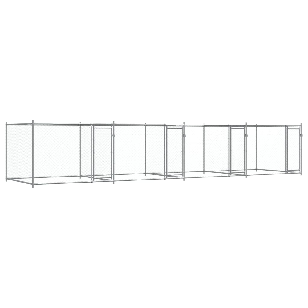 Hundezwinger mit Türen Grau 8x2x1,5 m Verzinkter Stahl