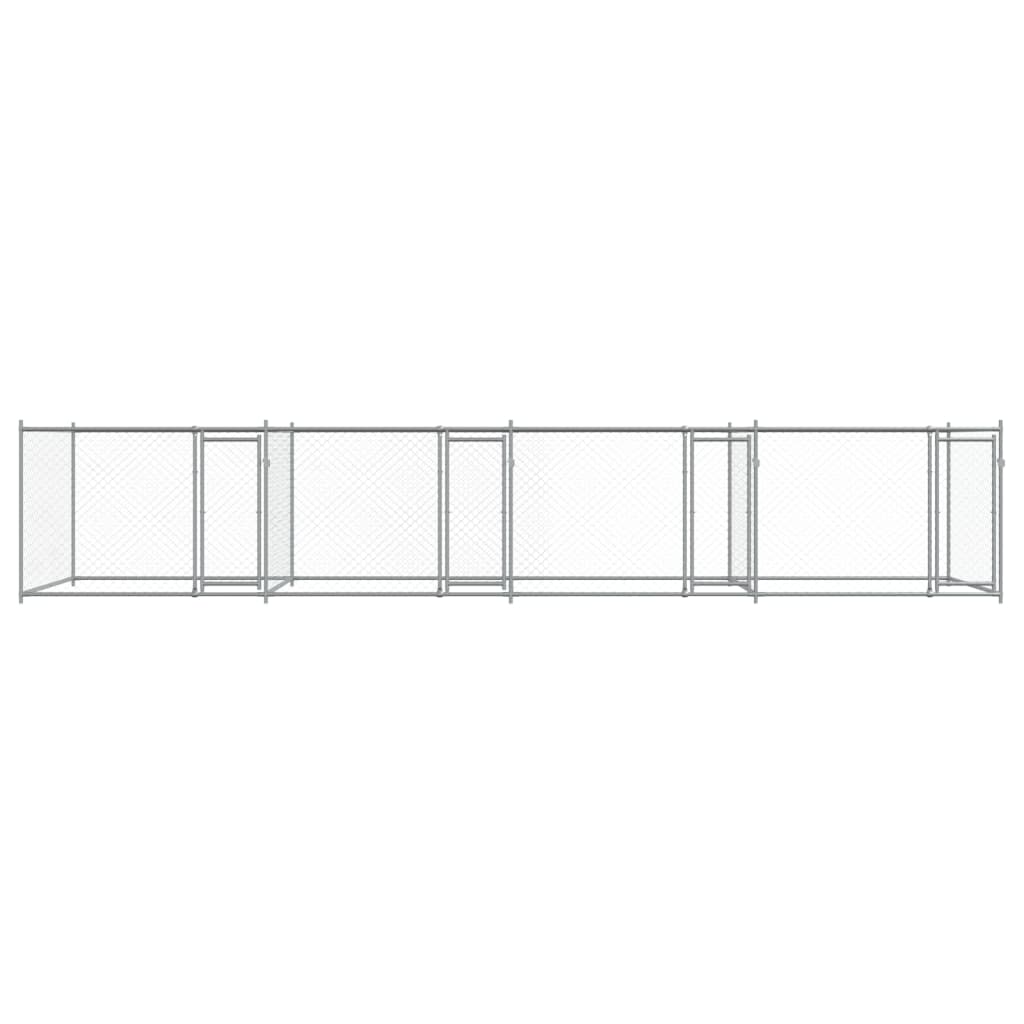 Hundezwinger mit Türen Grau 8x2x1,5 m Verzinkter Stahl