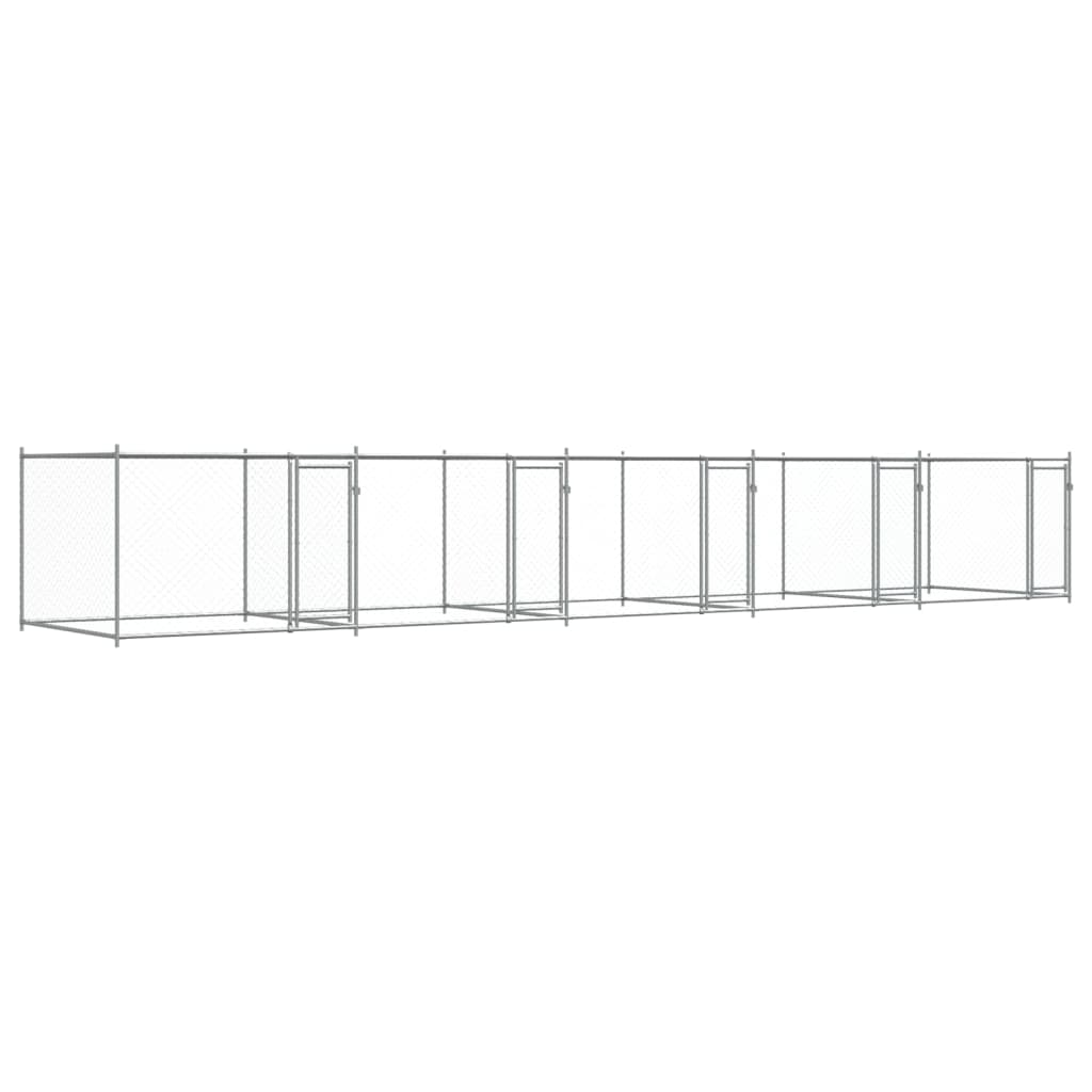 Hundezwinger mit Türen Grau 10x2x1,5 m Verzinkter Stahl