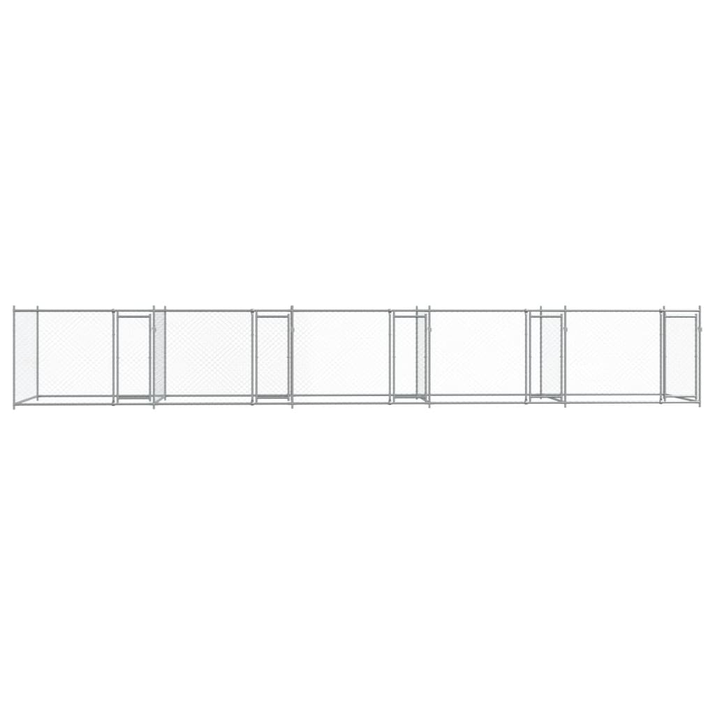 Hundezwinger mit Türen Grau 10x2x1,5 m Verzinkter Stahl
