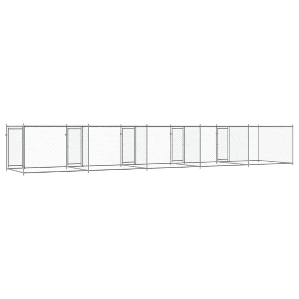 Hundezwinger mit Türen Grau 10x2x1,5 m Verzinkter Stahl