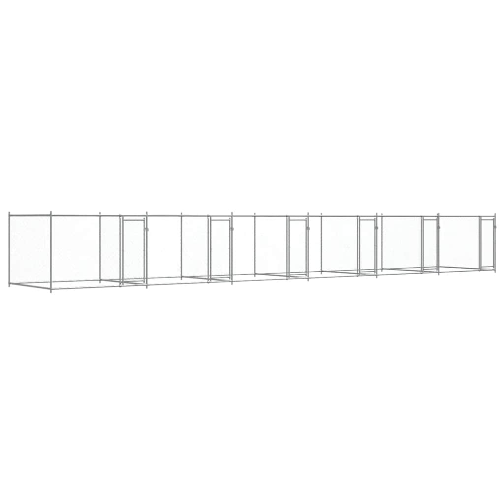 Hundezwinger mit Türen Grau 12x2x1,5 m Verzinkter Stahl