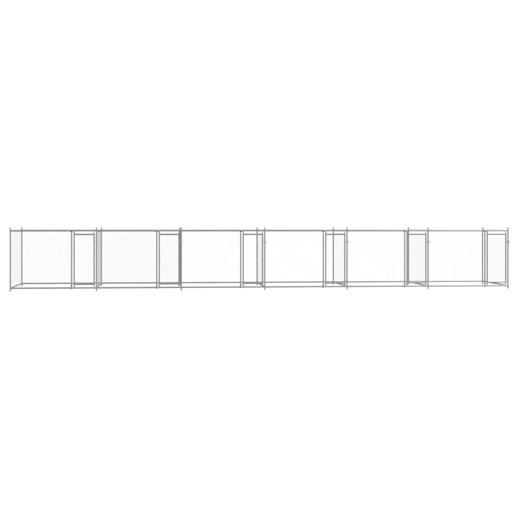 Hundezwinger mit Türen Grau 12x2x1,5 m Verzinkter Stahl