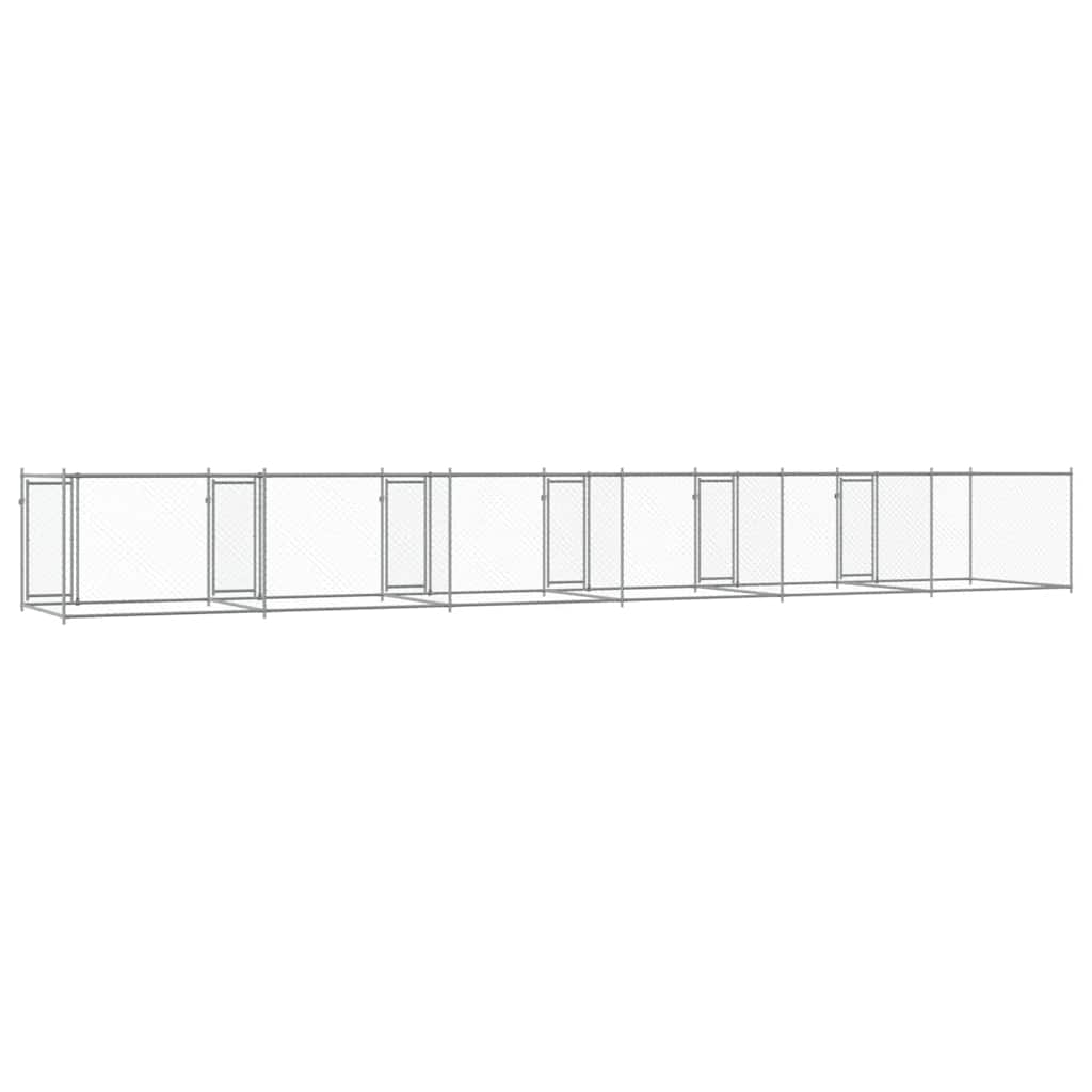 Hundezwinger mit Türen Grau 12x2x1,5 m Verzinkter Stahl
