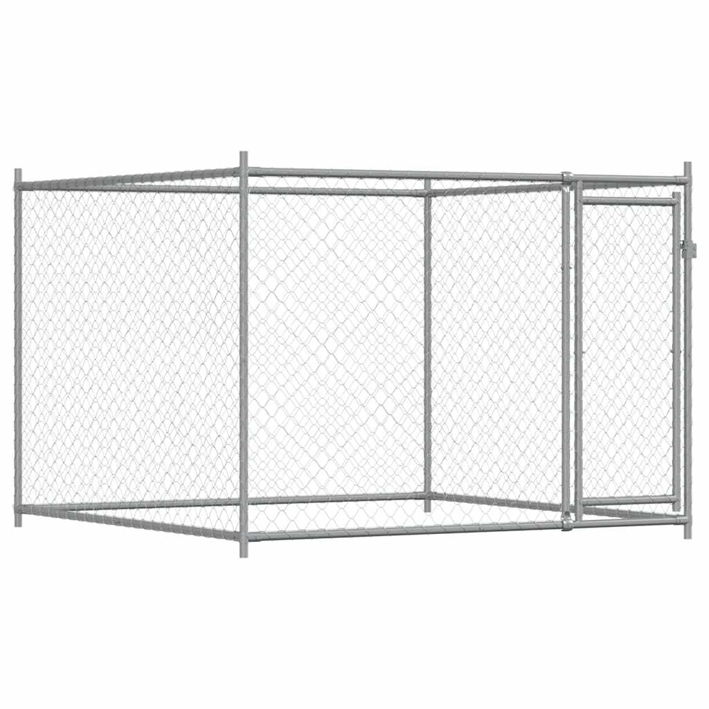 Hundezwinger mit Türen Grau 12x2x1,5 m Verzinkter Stahl