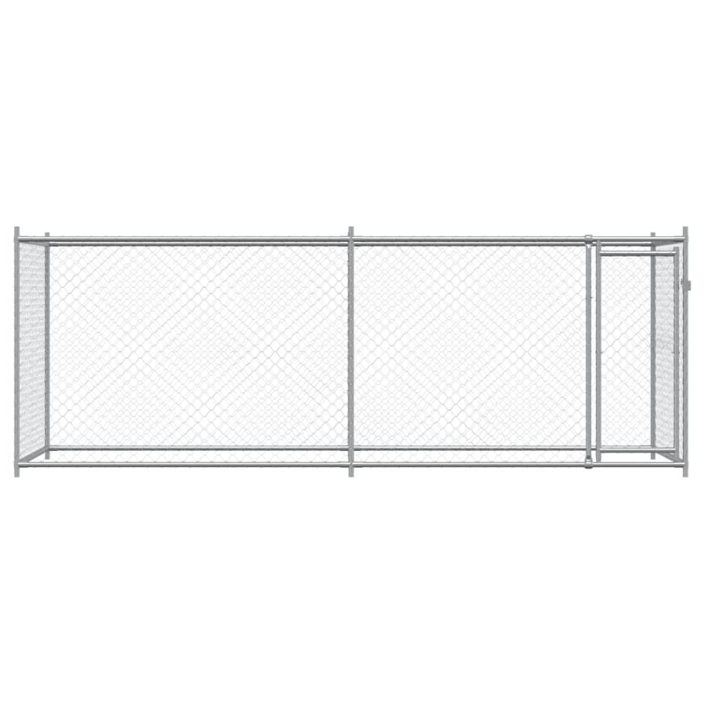 Hundezwinger mit Tür Grau 4x2x1,5 m Verzinkter Stahl