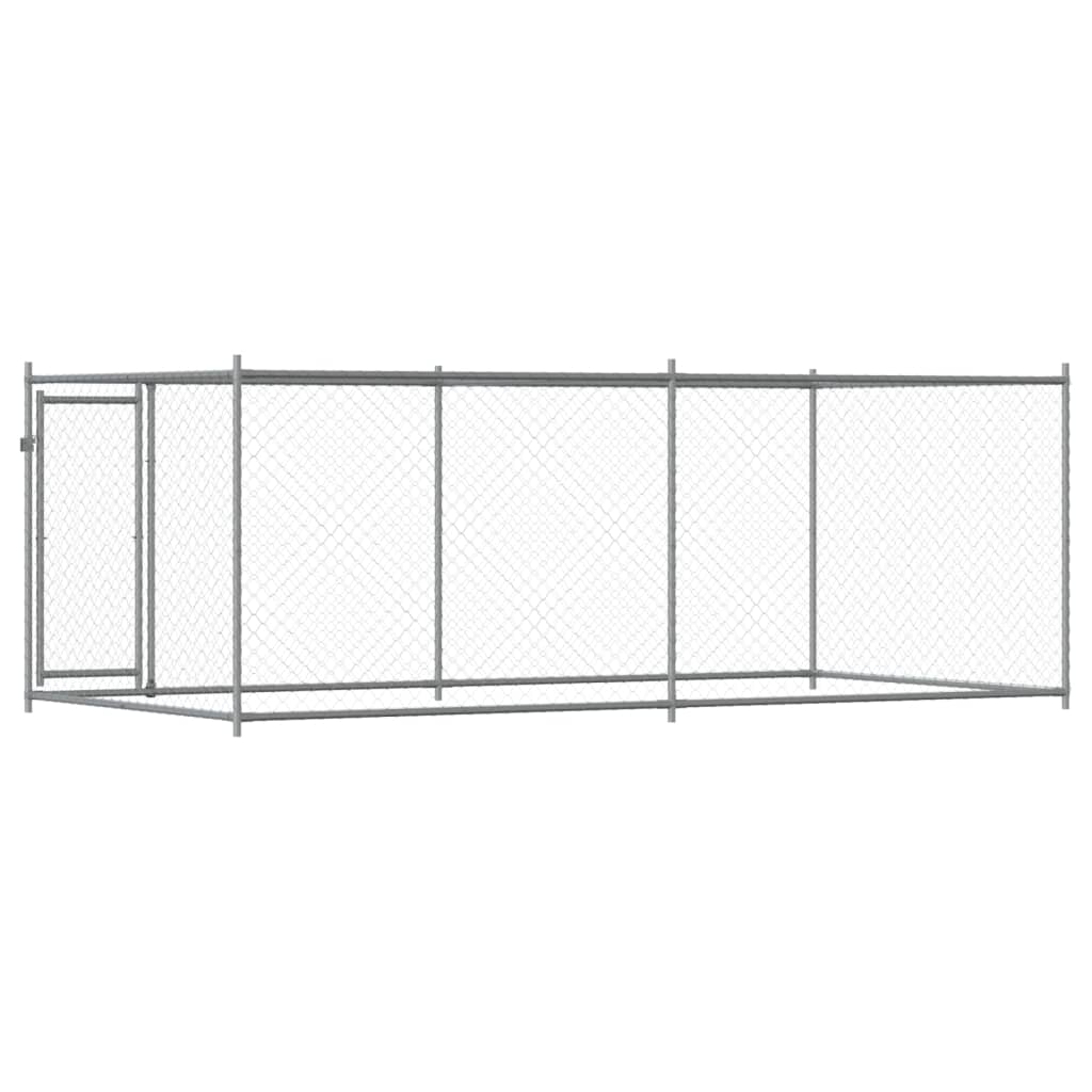 Hundezwinger mit Tür Grau 4x2x1,5 m Verzinkter Stahl