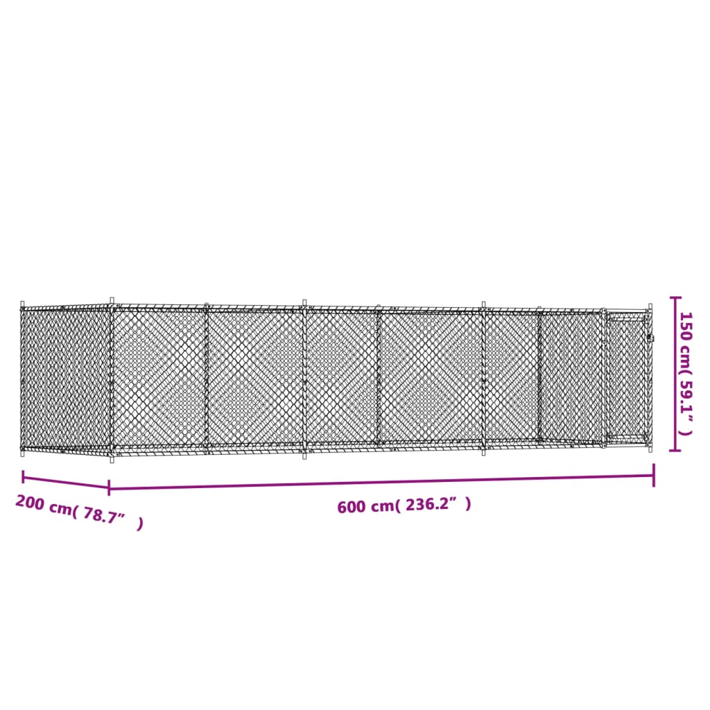 Hundezwinger mit Tür Grau 6x2x1,5 m Verzinkter Stahl