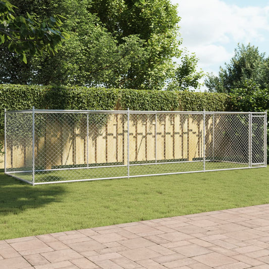 Hundezwinger mit Tür Grau 6x2x1,5 m Verzinkter Stahl