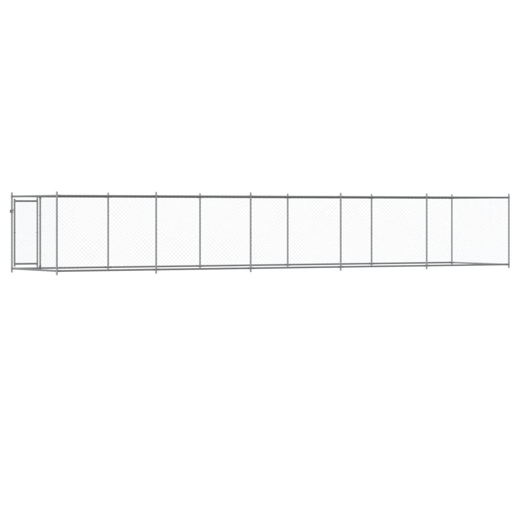 Hundezwinger mit Tür Grau 10x2x1,5 m Verzinkter Stahl