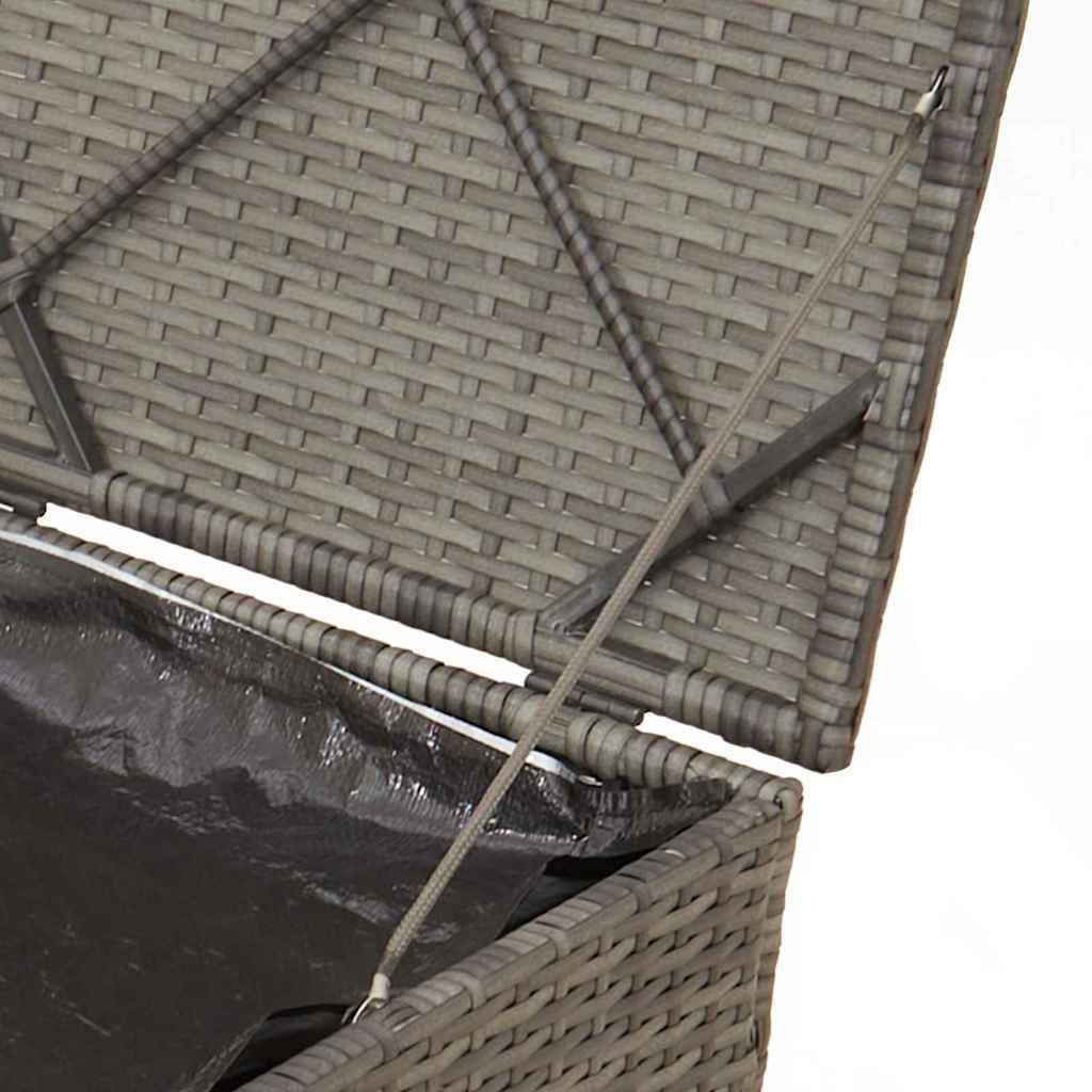 Kissenbox mit Speicher Grau 50 x 50 x 50 cm Poly-Rattan